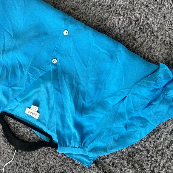 J. Crew Blue Puff Sleeve Buttoned Blouse - Picture 4 of 4